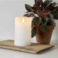 LED STUMPENKERZE FLAMME RUSTIC 12,5 cm hoch