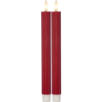 LED Leuchterkerze 2er Set "Flamme Stripe" in Rot