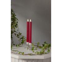 LED Leuchterkerze 2er Set "Flamme Stripe" in Rot