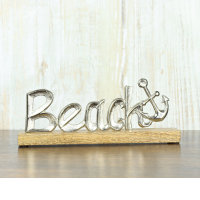 Aluminium-Schriftzug "BEACH" 28 X 5 X 12 CM,Silber/Natur